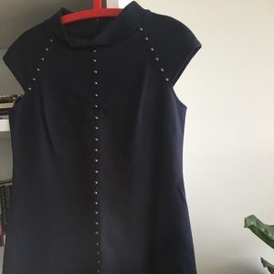 Navy Sheath Dress w Rivets